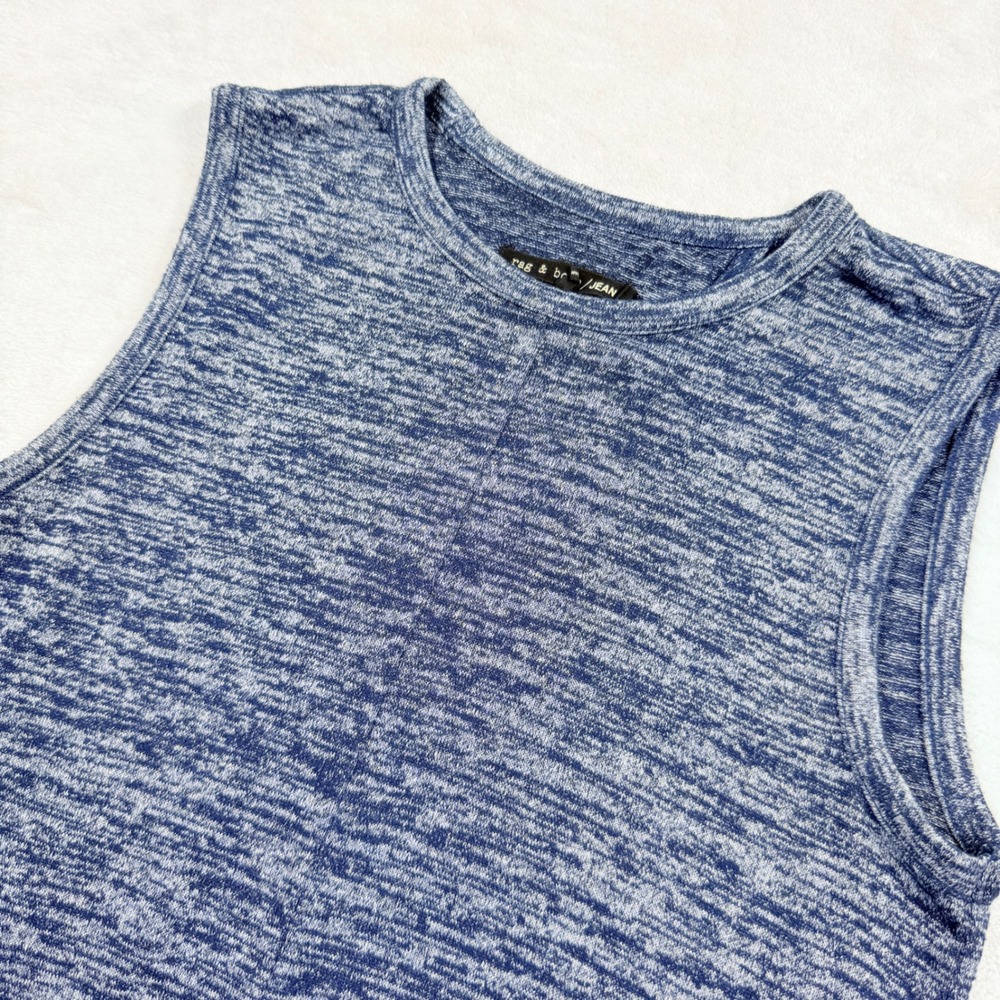 Rag & Bone JEAN Blue Space Dye Split Back Sleeveless Top Small